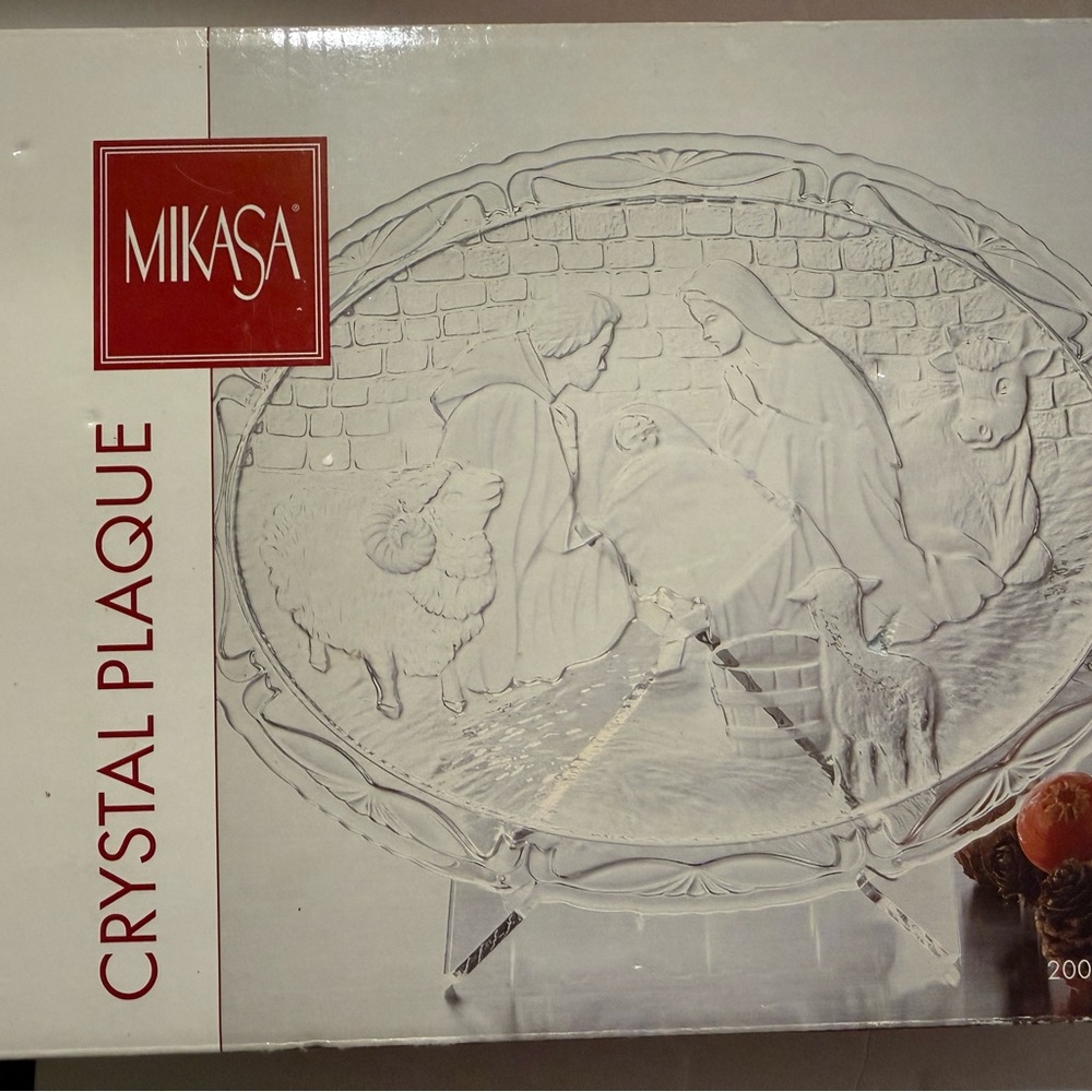 Mikasa Crystal Nativity Plaque Christmas Scene Frosted Glass w/ Box 200/08/0141